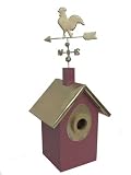 New Rosso's International Rooster Birdhouse Hand Crafted Copper Roofs Kiln Dried Hardwood