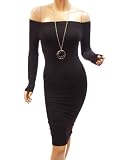 Patty Women Comfy Off Shoulder Long Sleeve Fitted Casual Dress