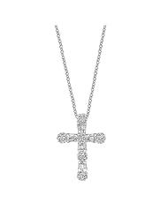 14k White Gold 0.47 Ctw Diamond Cross Necklace
