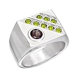 Isady - Chandler - Bague homme Chevalière - Anneau rhodie - oxyde de zirconium vert et rouge