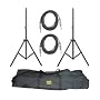 PYLE-PRO PMDK102 - Heavy-Duty Aluminum Anodizing Dual Speaker Stand & 1/4'' Cable Kit