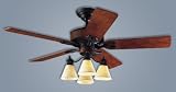 Hunter 25658 Lancaster Four-Light 52-Inch Five Blade Ceiling Fan, Antique Black with Paper Kraft Shades