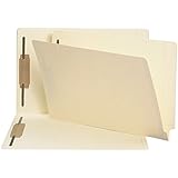 Smead End Tab Fastener File Folder, Shelf-Master&reg; Reinforced Straight-Cut Tab, 2 Fasteners, Legal Size, Manila, 50 per Box (37215)