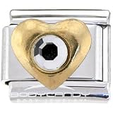 Heart APRIL Birthstone Italian Charm