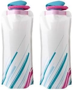 DY Reier Compact Collapsible Folding Leak Proof Water Bottle - For Travel Sports Exercise Etc. (2 White-2Pack)