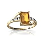  14K Yellow Gold Emerald-cut Genuine Citrine Ring