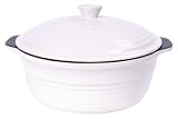 Pinnacle Ceramic Non-Stick Bakeware, 3 Quart Round Baker with Lid, White
