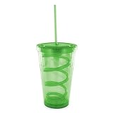 Smart Planet EC-10SS 16-Ounce Eco Double Walled Cold Drink Cup with Straw, Green
