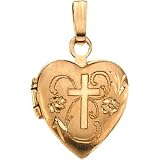 10.50X10.00 Mm 14K Yellow Gold Heart Shaped Locket W Cross