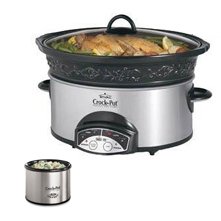 Rival SCVPE503-E 5-Quart Embossed Stoneware Smart Crock Pot Slow Cooker with Little Dipper by Rival