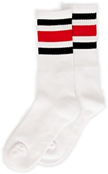 SOCCO Made In USA Crew White with Black and Red Stripes