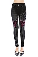 VIRGIN ONLY Women's Denim Printed Waist Band Seamless Leggings