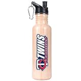 MLB Minnesota Twins 26-Ounce Baseball Bat Stainless Steel Water Bottle with Pop-up Spout