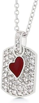 GT Design CZ Dog Tag Heart Pendant