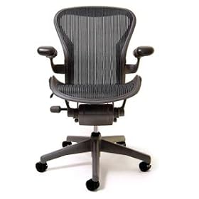 Aeron Chair Basic by Herman Miller - Graphite Frame - Carbon Classic Size B (Medium) by Herman Miller