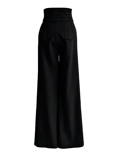 PrettyGuide Women Vintage High Waist Flare Wide Leg Long Pants Trousers