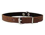 Brown Genuine Leather Felt Padded Dog Collar 13"x1/2" Wide Fits 9"-12" Neck, Chihuahua, Yorkshire Terrier, Puppies