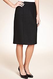 Knee Length Angled Seam Skirt with Wool
