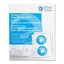 Elite Image ELI26072 CD-DVD Labels- Permanent Adhesive- 100-PK- Matte White