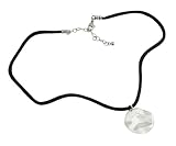 Sterling Silver Potato Chip Black Silk Necklace