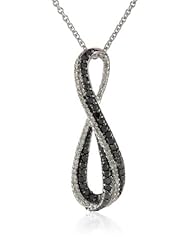 Sterling Silver Black and White Diamond Infinity Pendant Necklace (1/3Cttw, I-J Color, I2-I3 Clarity), 18"