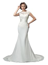 Plus Size Sexy A-line Mermaid Empire   Waistline Floor Length Illusion Lace Fitted Applique Open-Back Backless Jeweled Chiffon Cap Sleeves Short Sleeves  Dress with a Brush/Sweep Train 