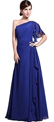Chiffon One Shoulder  Evening Dress/Mother-of-the-Bride Dress/Wedding Party Dress/Maxi Dress  With Ruffles
