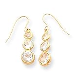 14k 3 Stone CZ (Cubic Zirconia) Drop Earrings
