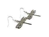 Brass Based, Silver Plated Dragonfly Dangle Fashion Earrings