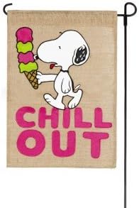 PEANUTS SNOOPY CHILL OUT BURLAP MINI FLAG 12x18~ICE CREAM SCOOPS~NEW