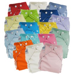 Fuzzi Bunz One Size Diapers 9 Pack Gender Neutral Colors with Free Dainty Baby Reusable Bag