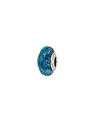 Sterling Silver Blue Python Glitter Overlay Glass Charm