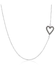 Judith Jack "Mini Items" Sterling Silver, Marcasite and Crystal Reversible Heart Pendant Necklace, 18"