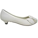 Womens White Kitten Heel Butterfly Wedding Bridal Ladies Shoes