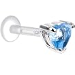 14 Gauge 3/8 L. Blue CZ Heart Bioplast Labret Monroe