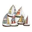 6 Sailboats Metal Wall Art Sculpture 33"w, 26"h