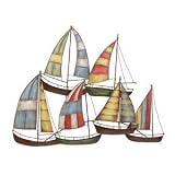 6 Sailboats Metal Wall Art Sculpture 33w, 26h