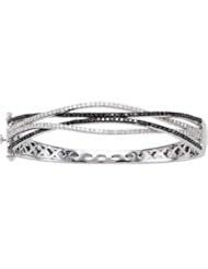 14K White Gold 2 ct tw Black and White Diamond Bangle Bracelet