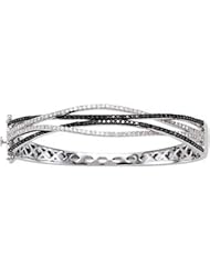 2 Ct Tw Black & White Diamond Bangle Bracelet by US Gems