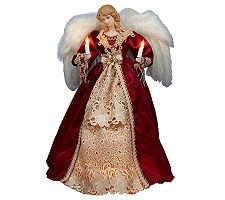 Burgundy Angel w/ Candles Lit Tree Topper