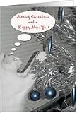 Cat decorating vintage aluminum christmas tree Card