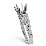 14k W Gold Side Stone Baguette Diamond Engagement Ring