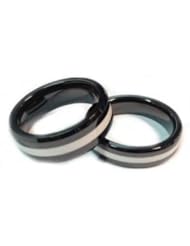 Emergency Medical Services Ceramic Brotherhood® Band With A Thin White Line Sizes 5 through 12 (White Line of Hope EMS Ring)