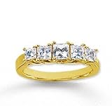 18k Yellow Gold 5 Stone 1 1/2Ct Diamond Anniversary Band