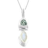 5 Cttw. Blue Topaz, Moonstone Sterling Silver Pendant With 18 Box Chain