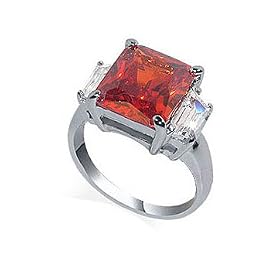 Sterling Silver Band Ruby Cubic Zirconia Ladies Ring by Gem Avenue