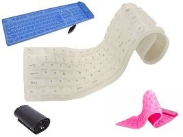 Airtouch flexible waterproof full size USB PC keyboard – black white pink blue – black