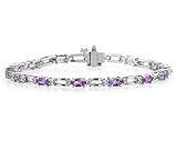 14k White Gold Diamond and Amethyst Bracelet