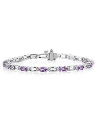 14k White Gold Diamond and Amethyst Bracelet