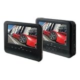 NEW GPX PD7711B BLACK PORTABLE DVD PLAYER TWO 7" LCD SCREENS CD - PD7711B